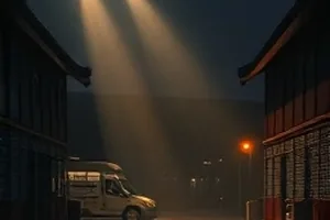 《拾荒者地图》废品站横版剧照，铁皮屋顶被雨水打亮